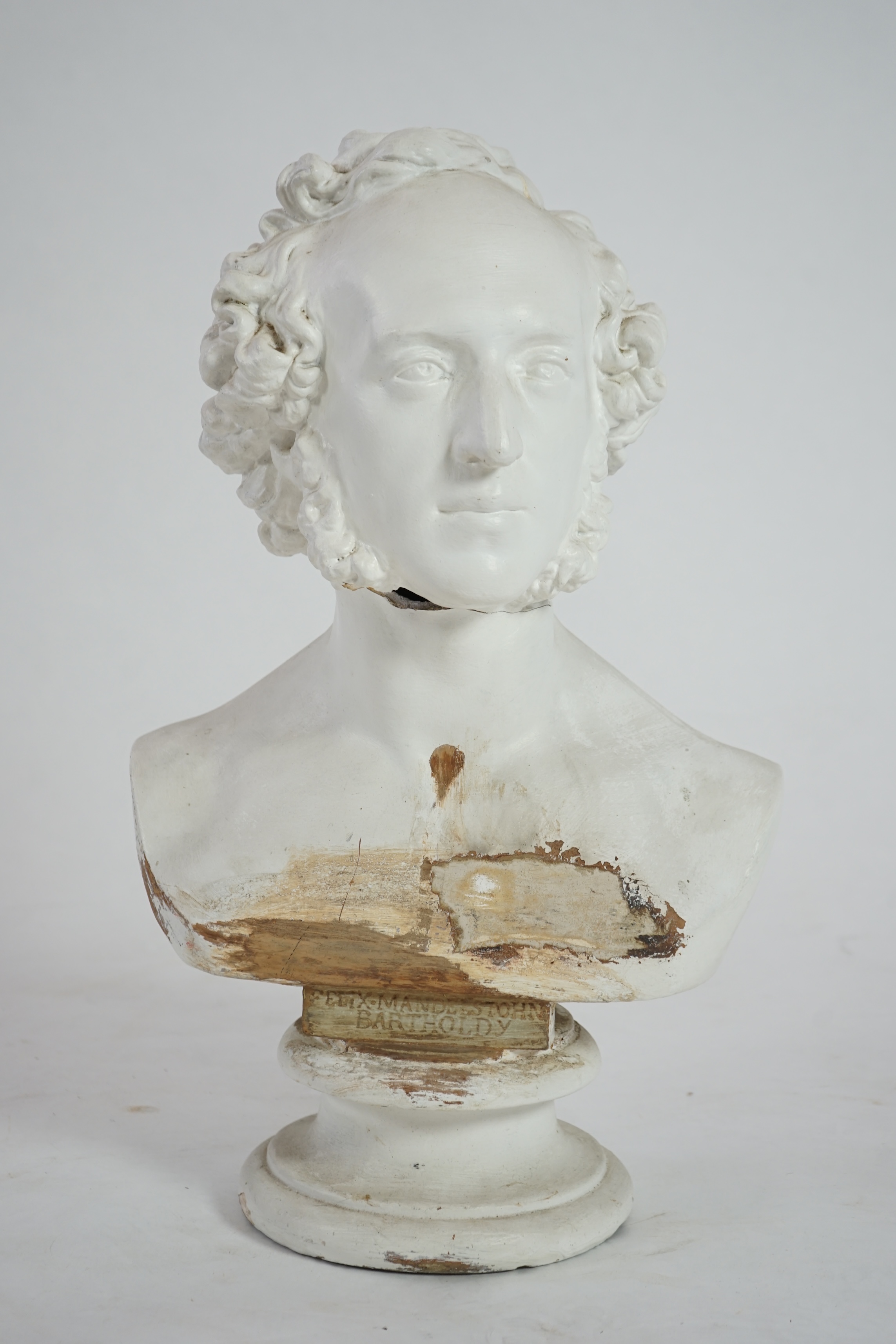 A Victorian plaster bust of Felix Mendelssohn (1809-1847)